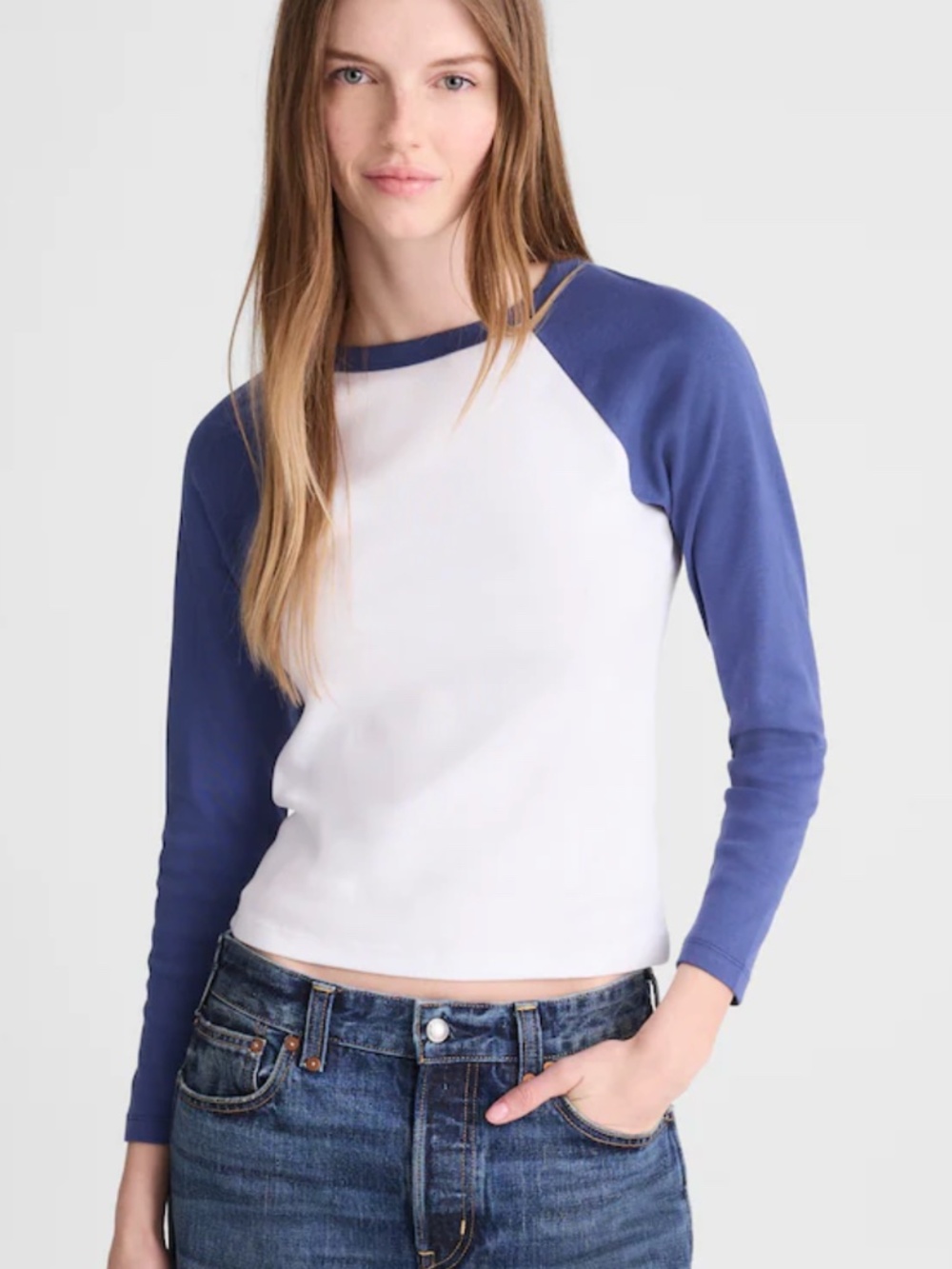 Madewell "90s" Baseball Tee in Compact Cotton, M